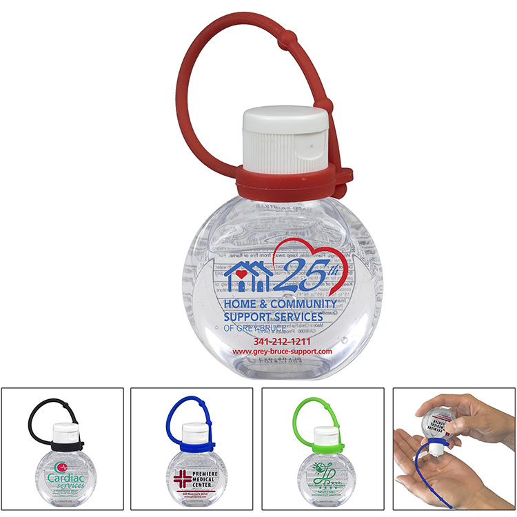 1 oz.Hand Sanitizer Antibacterial Gel with Adjustable Silicone Carry Strap - Full Color Imprint